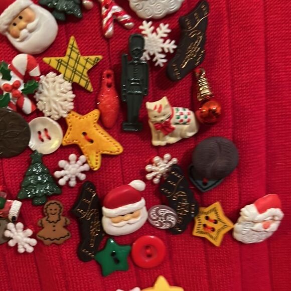 Vintage Westbound Red Christmas  Sweater With Lots Of Charms In A Tree Shape  M - Picture 3 of 6